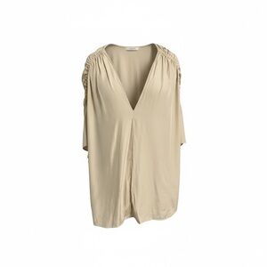 Vince Beige Silk V-Neck Blouse